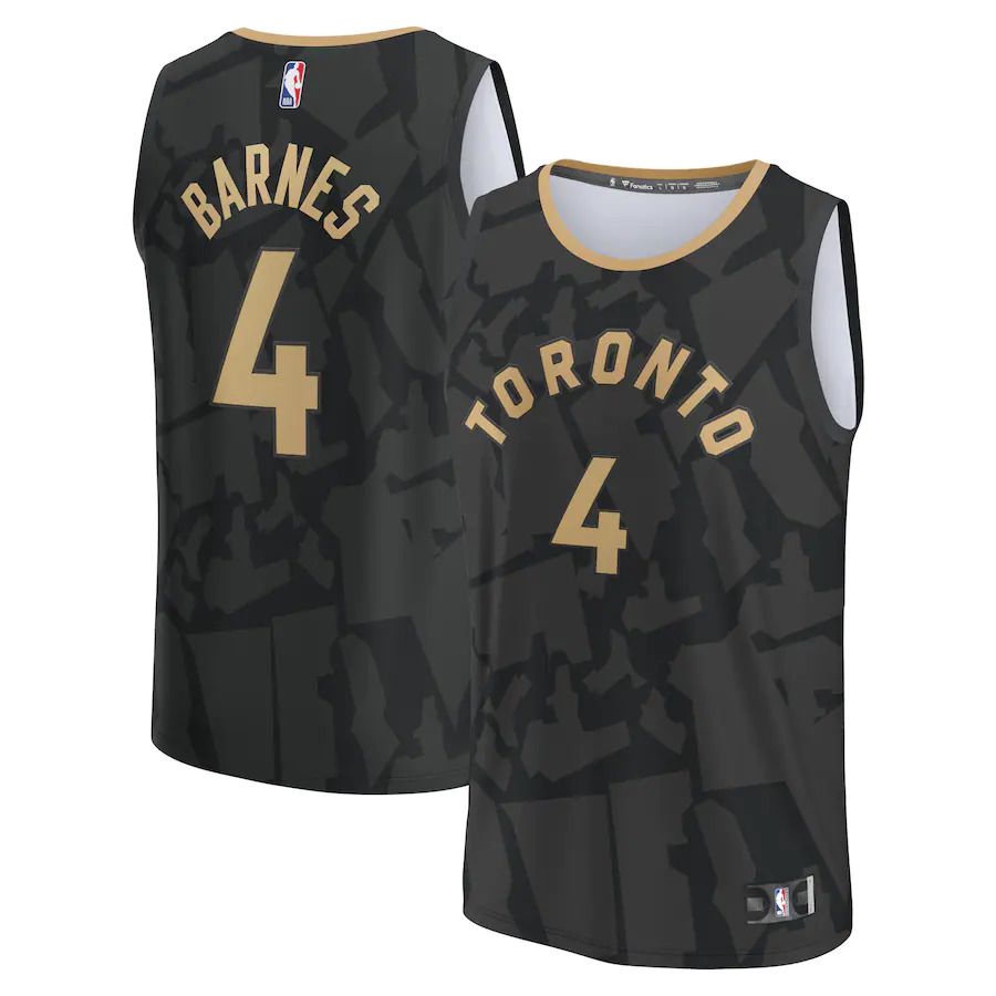 Men Toronto Raptors #4 Scottie Barnes Fanatics Branded Black City Edition 2022-23 Fastbreak NBA Jersey